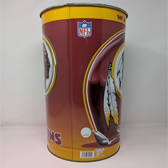 Vtg Washington Redskins 15" Metal Trash Can Waste Basket WinCraft NFL Football - Picture 3 of 7